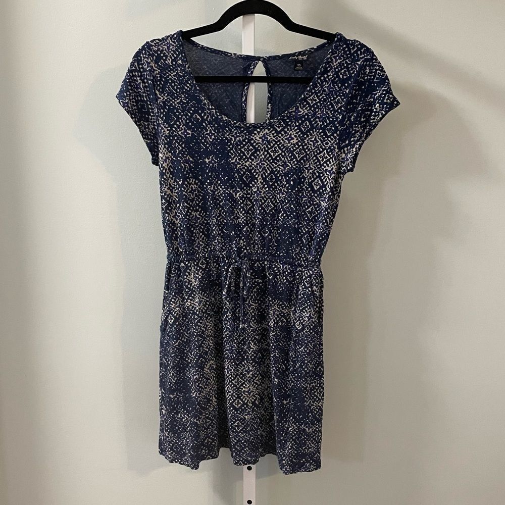 Lucky Brand Blue & White Mini Dress with Keyhole Back